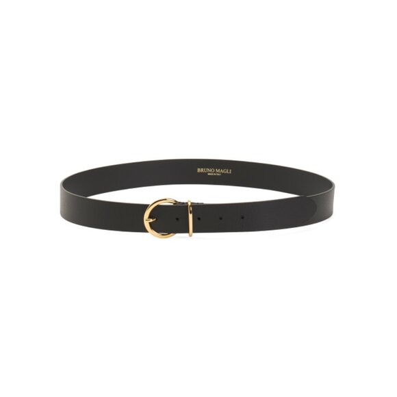 BRUNO MAGLIItaly Leather Daniela Belt With Round Gold Tone Buckle